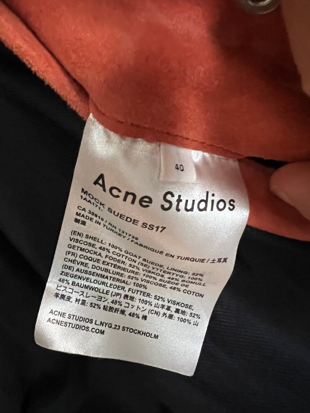 ACNE Studios Mock Moto Suede Leather Jacket (100% Goat Suede) - Picture 10 of 14